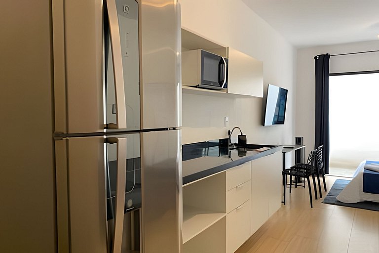 Flat p/ morar perto do metrô c/ cozinha e varanda - Studio 0