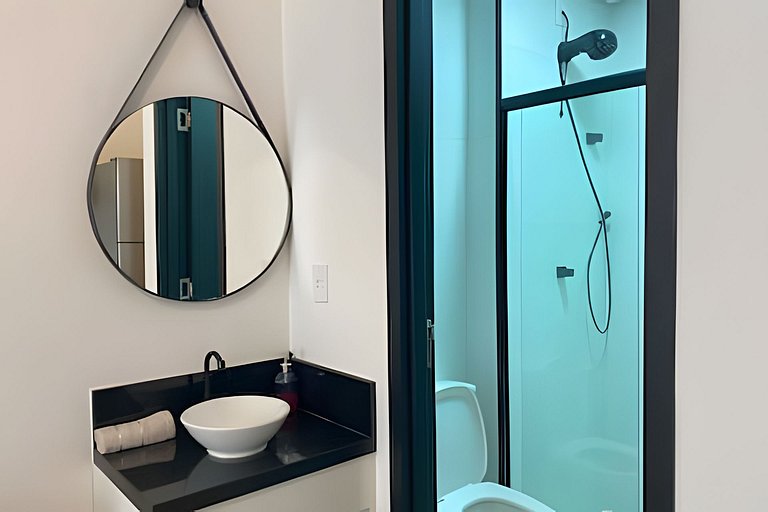 Flat p/ morar perto do metrô c/ cozinha e varanda - Studio 0